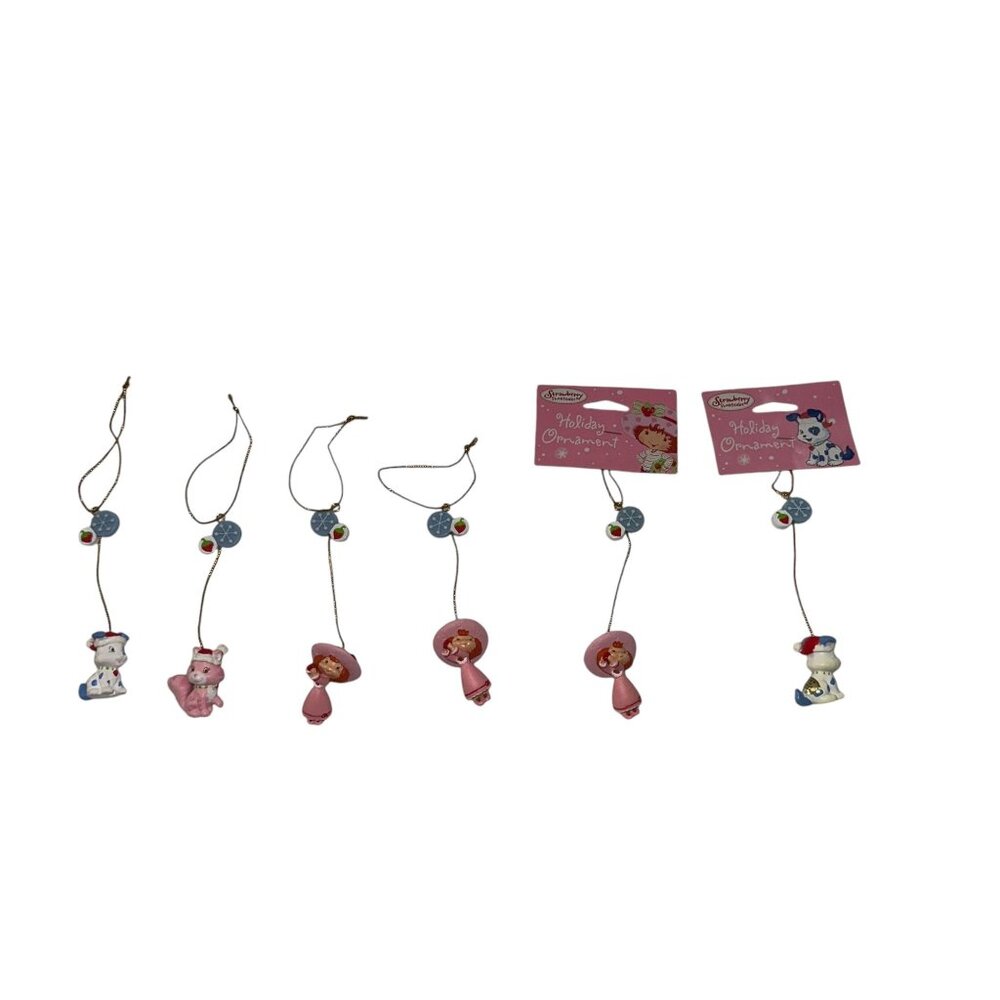 New Used Vintage Strawberry Shortcake Mini Christmas Ornaments Set 6 Holiday